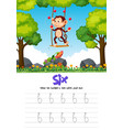number six tracing worksheets vector image vector image