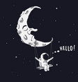 spaceman on swing boat vector image