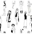 seamless pattern with sketched girls vector image vector image