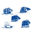 medieval sailing ships icons vector image