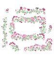 floral elements pink green vector image