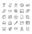 business doodle icons set vector image