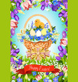 easter paschal eggs basket greeting card vector image vector image