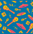 mexican culture party flat icons seamless pattern vector image vector image