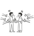 hand drawn doodle character congratulates vector image