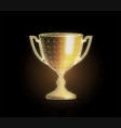 golden award cup with polygonal grid on dark vector image vector image
