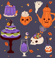 halloween food and drink seamless pattern vector image vector image