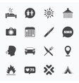 hiking trip icons camping shower and toilet vector image