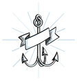 hand drawn anchor with ribbon vector image vector image