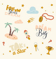 icons set follow dream take star from sky vector image