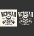 skull veteran poster monochrome vintage vector image