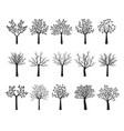 set of trees outline plants vector image