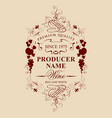 vintage wine label with floral and fruit ornament vector image