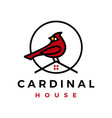 cardinal house home roof mortgage line color fill vector image vector image