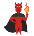 devil evil male creature holding flames in hand vector image
