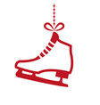 hanging ice skate with bow christmas decorations vector image
