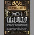 luxury vintage frame art deco style vector image vector image