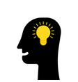 black human head and yellow bulb like insight vector image vector image