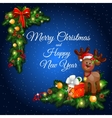 holiday card with decoration on a blue background vector image