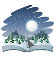 open book winter night theme vector image