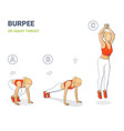 woman burpee or squat thrust exercise colorful vector image