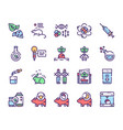 bio technologies color linear icons set vector image