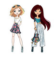 beautiful fashion girls vector image vector image