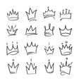 hand drawn crowns logo set for queen icon vector image