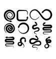 set of snake silhouette vector image