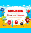 cartoon berries on summer beach kids diploma vector image