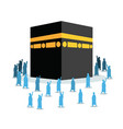 hajj pilgrimage silhouette walking around kabaa vector image