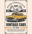 retro cars sale rental and repair service vector image