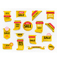 price tags yellow ribbon banners sale promotion vector image