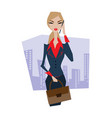 woman in suit with briefcase talking on phone vector image