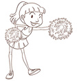 a plain sketch of cheerer with pompoms vector image