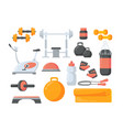 set cartoon fitness equipment flat vector image vector image