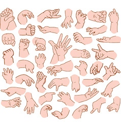 Sign language a to z numbers hands pack lineart Vector Image
