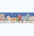 christmas street residential houses and people vector image vector image