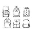 set of different types backpacks vector image