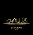 gold silhouette of fujairah on black background vector image
