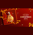 perfume bottle christmas gift banner mock up vector image