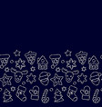 christmas toys seamless border from gold outline vector image