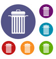 metal trash can icons set vector image