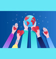 concept ecology human hands holding earth vector image