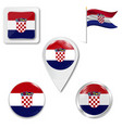 croatia wavy flag and coat arms against white vector image vector image