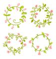 floral frames set cute retro flowers wreath vector image