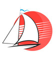 yacht and sun silhouette vector image vector image