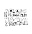 hand doodle business icon set idea design vector image