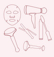 red makeup tools collection vector image