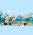 people camping friends having rest outdoor woman vector image vector image